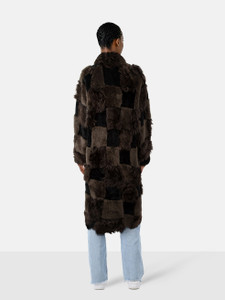 Marni Brown Shearling Patchwork Coat