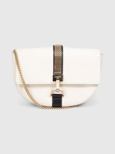 Lanvin Ecru Leather Chain Detail Crossbody Bag