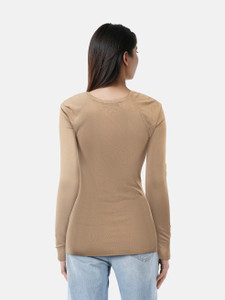 Gucci Beige Square Neck Long Sleeve Top