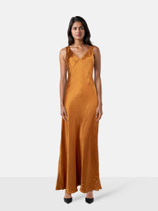 Vince Orange Sleeveless V-Neck Slip Dress