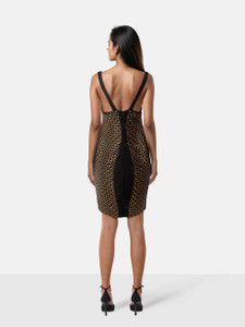 Versace Black & Gold Embellished Mini Dress
