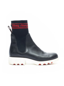 Miu Miu Sock Top Boots Black Miu Miu Sock Top Boots Black