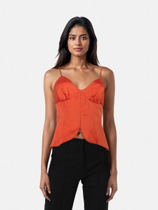 Reformation Orange Silk Tank Top