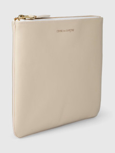 Comme Des Garcons Beige Leather Zip Pouch