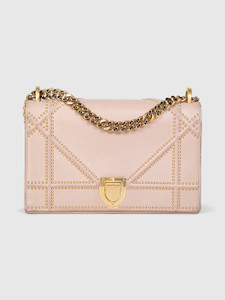 Dior Beige Leather Studded Diorama Shoulder Bag