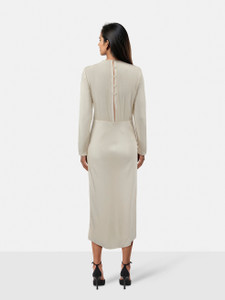 Tibi Ecru Silk Long Sleeve Maxi Dress