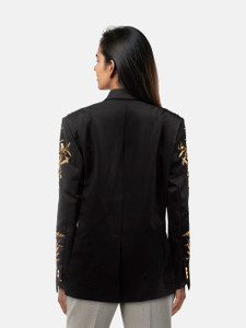 Balmain Black & Gold Sequin Double Breast Blazer