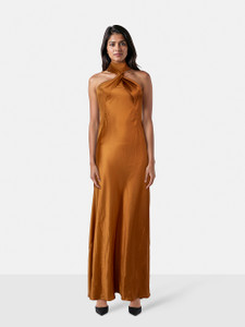 Galvan London Orange Satin Portico Gown