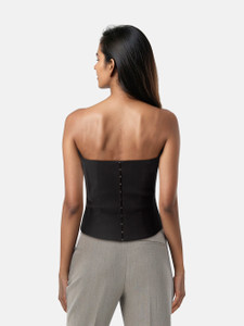 Magda Butrym Black Wool Strapless Corset Top