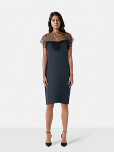Blumarine Navy Lace Panel Dress