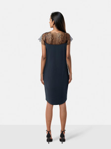 Blumarine Navy Lace Panel Dress