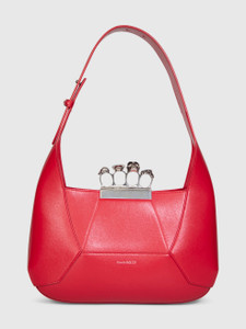 Alexander McQueen Red Leather Jewelled Hobo Bag