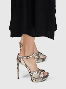 Saint Laurent Snake Embossed Platform Sandals