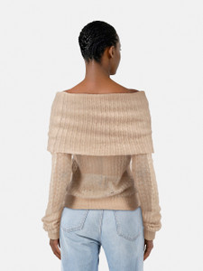 Joseph Beige Mohair Off Shoulder Knit Jumper