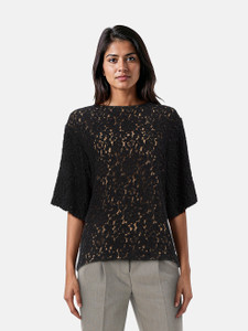 Chloé Black Lace Short Sleeves Top