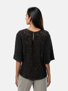 Chloé Black Lace Short Sleeves Top