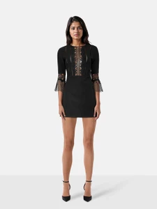 Self-Portrait Black Bell Sleeve Shift Dress