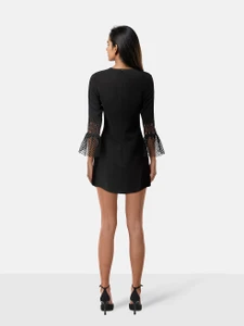 Self-Portrait Black Bell Sleeve Shift Dress