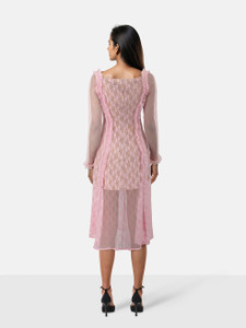 Self-Portrait Self Portrait x Christopher Kane Pink Lace Ruffle Midi Dress