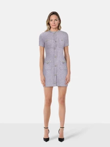 Self-Portrait Lilac Sequin Knit Mini Dress