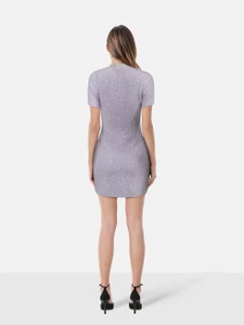Self-Portrait Lilac Sequin Knit Mini Dress