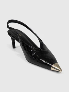 Anine Bing Black Leather Metal Cap Toe Nina Heels