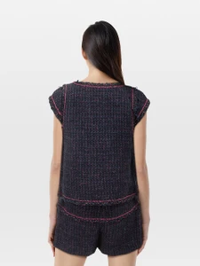 Chanel Navy Tweed Vest & Playsuit Set