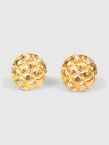 Chanel Vintage Gold Crystal Clip On Earrings