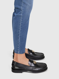 Gucci Black Leather GG Loafers