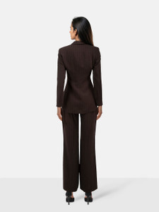 Emporio Armani Brown Wool Pinstripe Suit Set