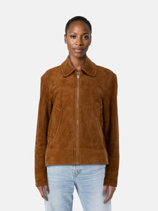 Sandro Brown Suede Bomber Jacket