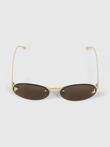 Second Hand Fendi Fendi First Crystal Gold Oval Sunglasses