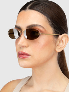 Second Hand Fendi Fendi First Crystal Gold Oval Sunglasses