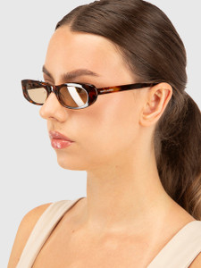 Saint Laurent Havana Oval Tinted Sunglasses