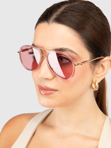 Versace Pink Transparent Aviator Sunglasses