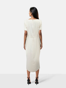 Self-Portrait Cream Crepe Button Midi Dress