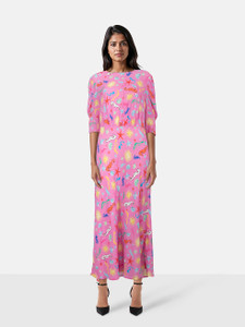 Rixo Pink Abstract Print Lucile Dress