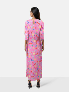 Rixo Pink Abstract Print Lucile Dress