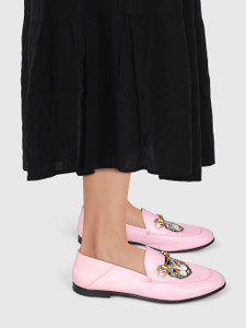 Gucci Pink Leather Cat Loafers