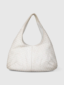 Bottega Veneta White Leather Intrecciato Hobo Bag