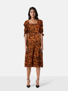 Walter Baker Orange Tiger Print Dress