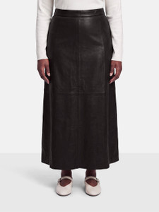 Mint Velvet Dark Brown Leather Maxi Skirt