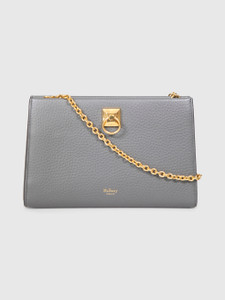Mulberry Grey Leather Iris Wallet on Chain