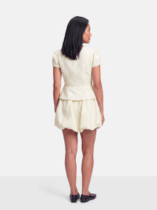 Self-Portrait Cream Boucle Bow Detail Mini Dress