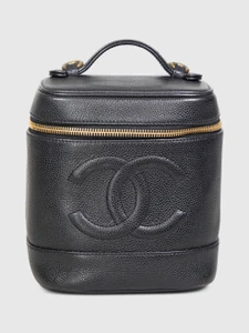 Chanel Vintage Black Timeless Vertical Vanity Case