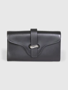 Emporio Armani Black Leather Constanza Cutch Bag
