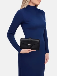Emporio Armani Black Leather Constanza Cutch Bag