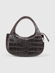 Coperni Brown Croc Embossed Micro Baguette Swipe Bag