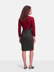 Fendi Burgundy & Grey Wool Panelled Dress