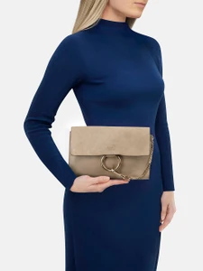 Chloé Grey Suede Faye Clutch Bag